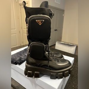 PRADA Monolith leather and nylon boots